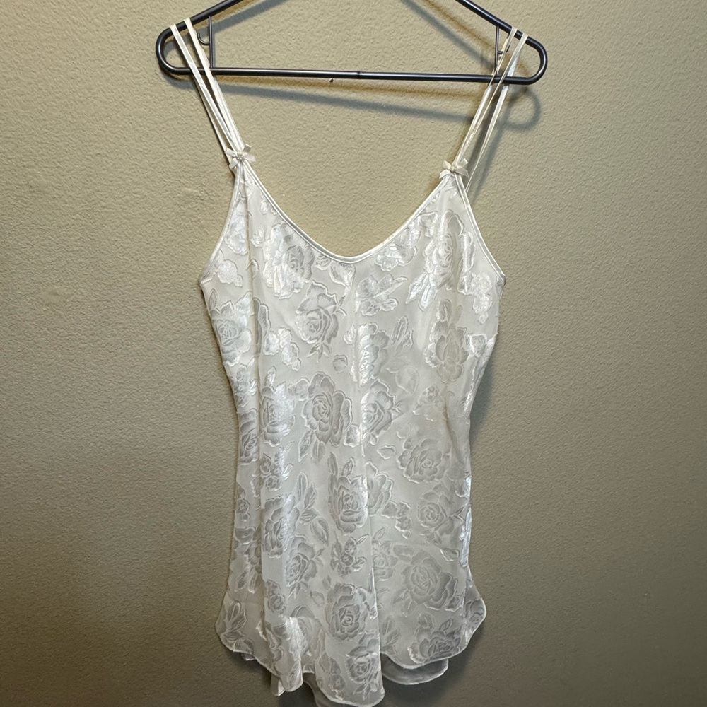 Intimate Affairs Satin Floral Chemise Nightgown Medium Y2K Lingerie